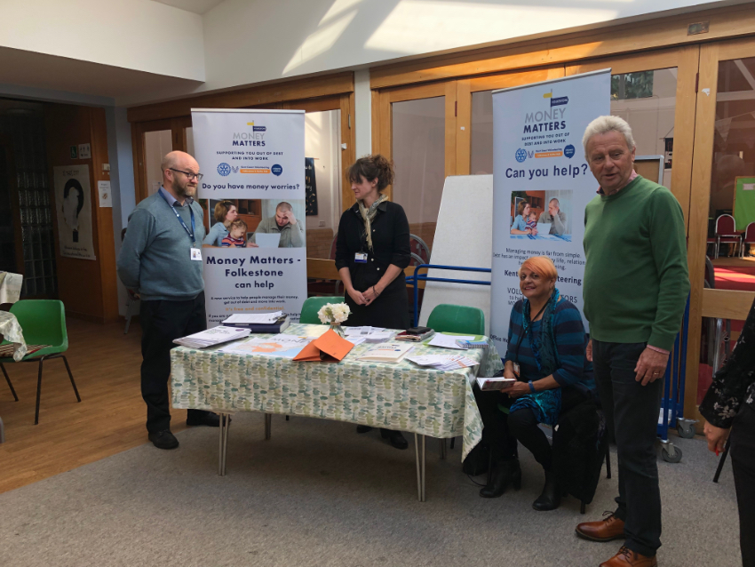 Community Day for Folkestone Community Works projects, 30th October 2019. L to R Paul Wainwright, Katy Murray (Volunteer Coordinator), Heather-Gail de Souza (Volunteer Mentor), Dave Roseveare